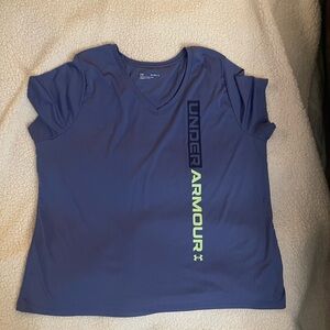 Under Armour Blue V-Neck Tee with Neon Accents
